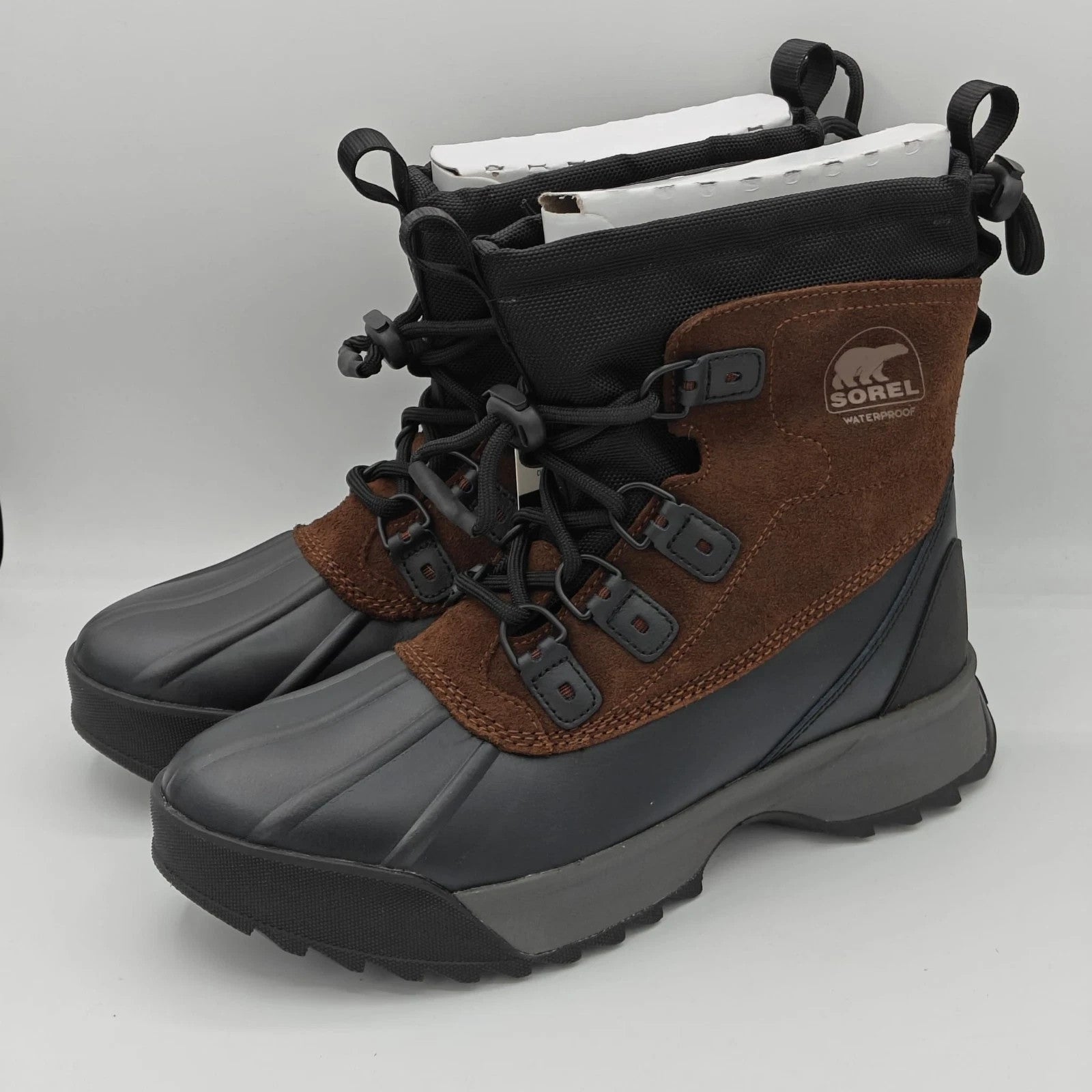 SOREL Scout 87 XT WP Tobacco Black Waterproof Boots Men's Size 9 Leather