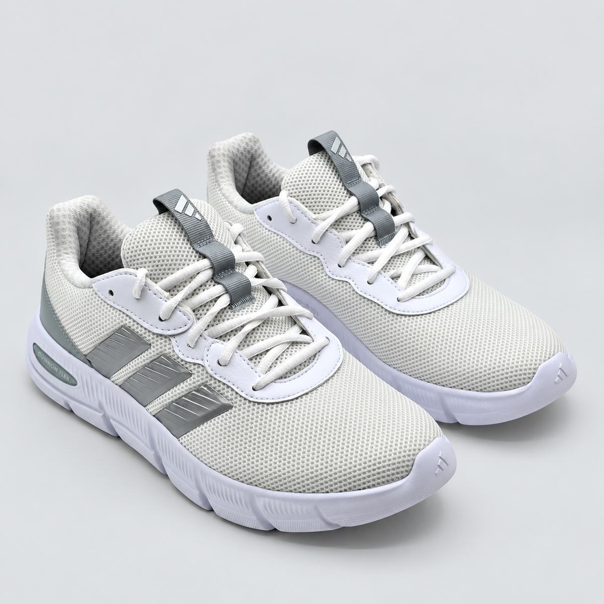 adidas Cloudfoam Flex Laces Women Wide White Gray Walking Shoes JS4891 Pick Size