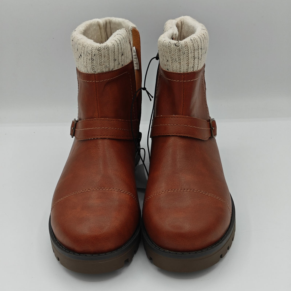 JSport Womens Violet Brown Boots with Knit Cuff and Memory Foam Comfort