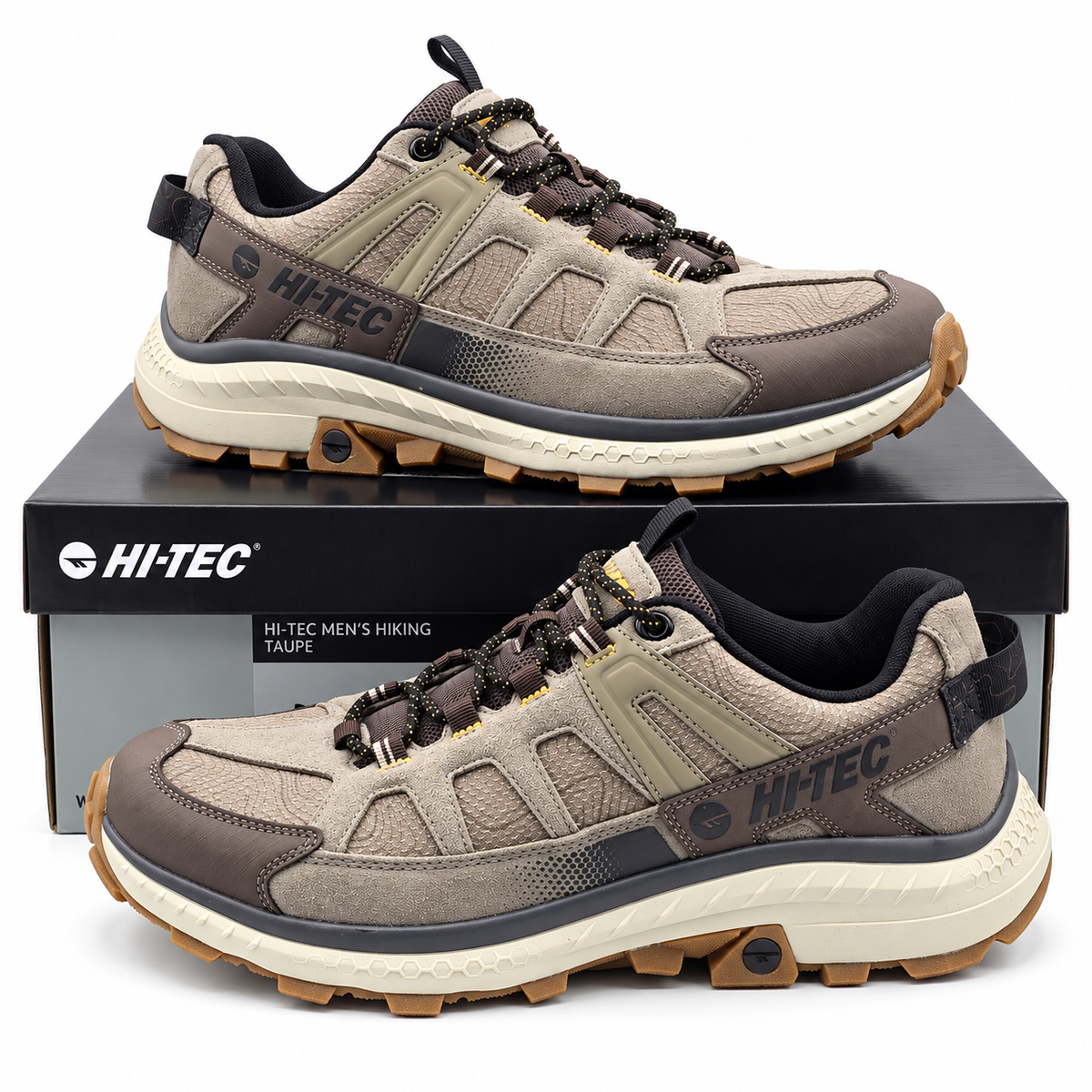 Hi-Tec Men's Hiking Trail Shoes Taupe Outdoor Walking Lace Up Sneakers Pick Size