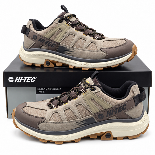 Hi-Tec Men's Hiking Trail Shoes Taupe Outdoor Walking Lace Up Sneakers Pick Size