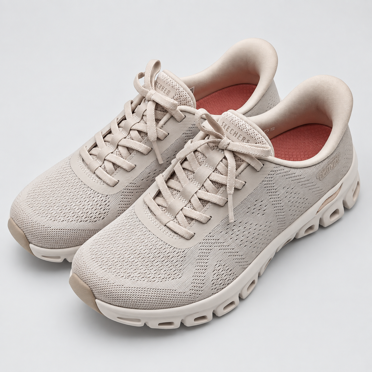 Skechers Swift Fit Womens Tan Hands Free Glide-Step Walking Sneakers Pick Size