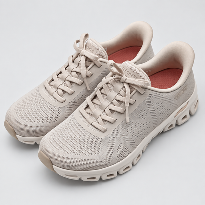 Skechers Swift Fit Womens Tan Hands Free Glide-Step Walking Sneakers Pick Size