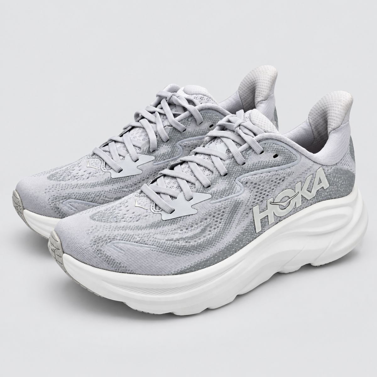 HOKA Clifton 10 Women's 9 D Wide Cosmic Grey Stardust Cushioned Running Shoes