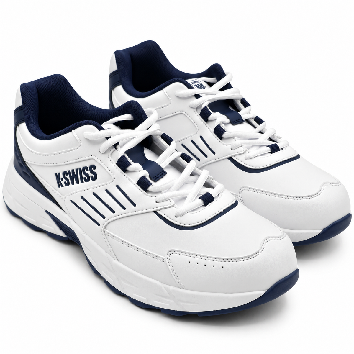 K-Swiss Faro IV Mens 10.5 White Navy Retro Lace Up Low Top Casual Sneaker Shoes