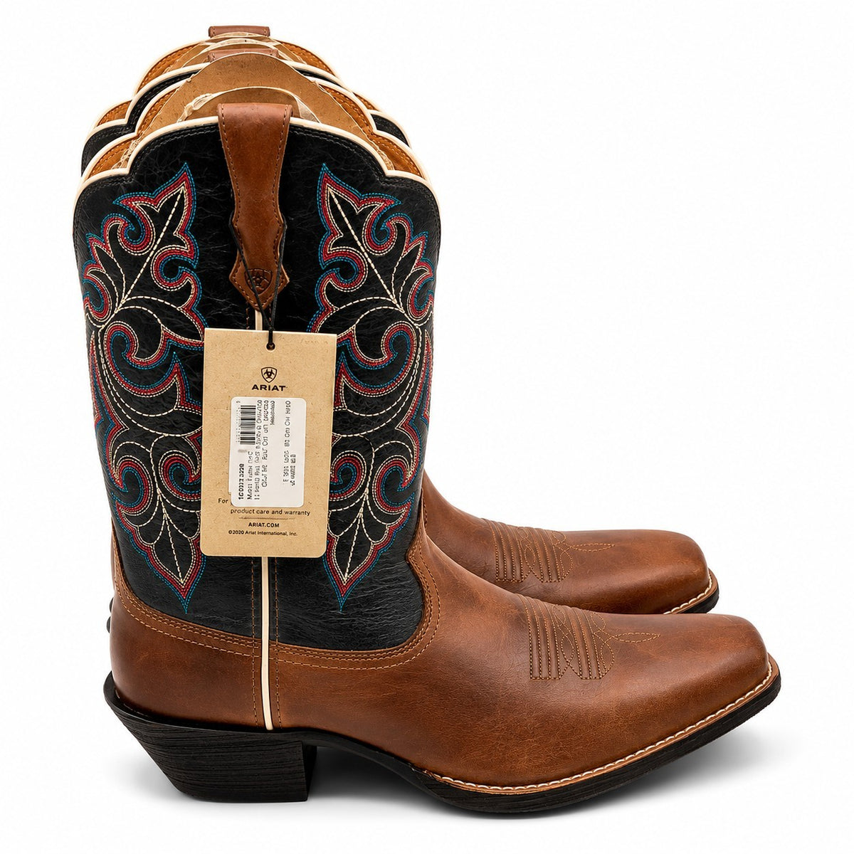 Ariat(R) Round Up Square Toe Western Cowboy Boots Brown Blue Women's 11 B 10040446
