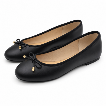 Ted Baker Womens Black Leather Ballet Flats Bow Almond Toe Slip On Pick Size