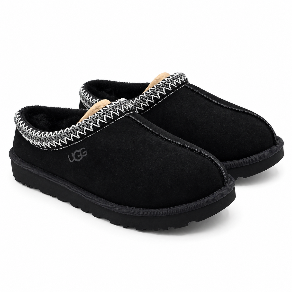 UGG Tasman II Womens 8 Black Suede Sheepskin Lined Slip On Slippers 1174470