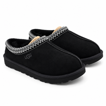 UGG Tasman II Womens 8 Black Suede Sheepskin Lined Slip On Slippers 1174470