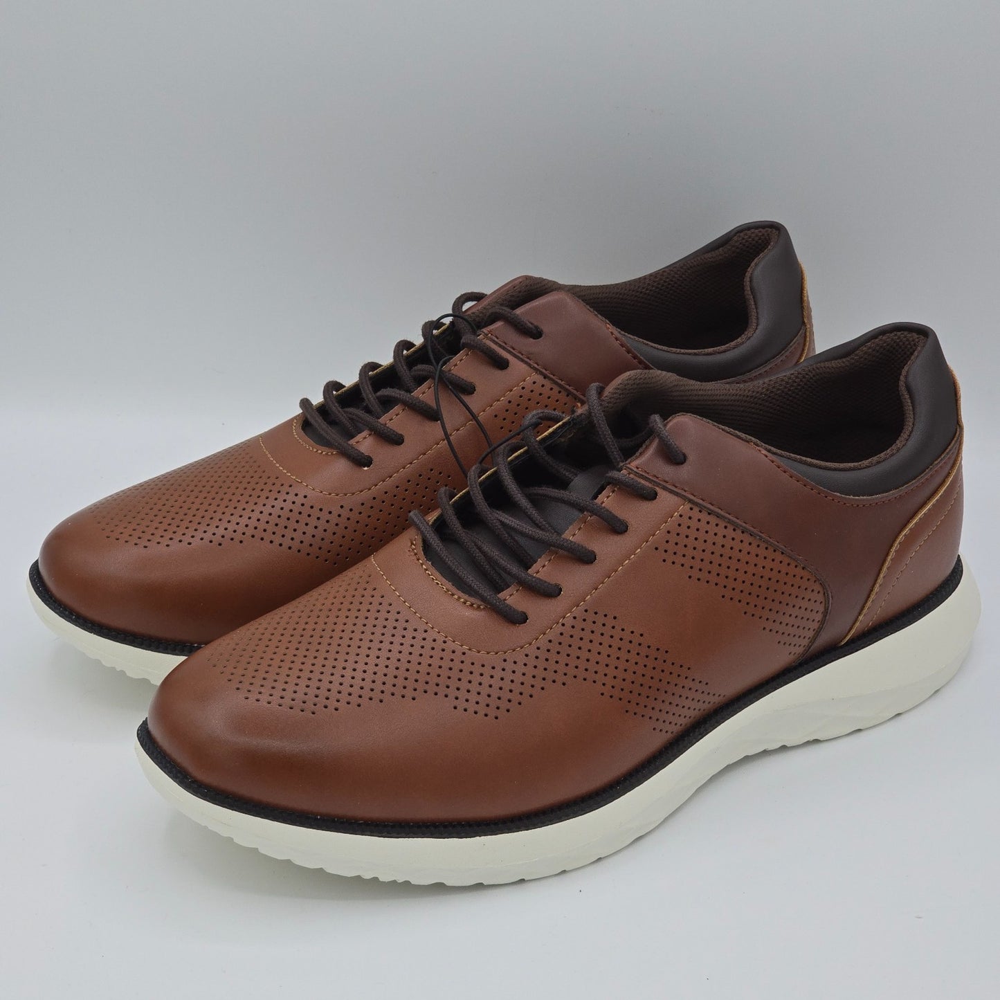 Perry Ellis Mens Portfolio Ultra Foam Casual Sneakers Black / Brown Leather