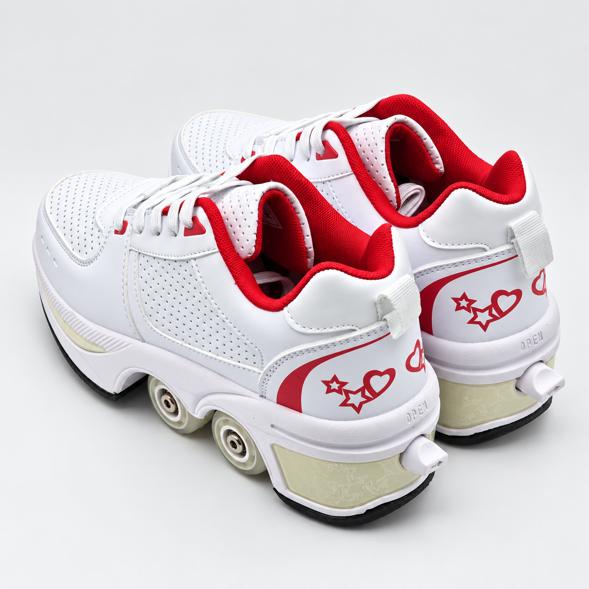 YOUSIOI 001 Roller Skate Shoes Womens US 6.5 EU 36 White Red Retractable Quad