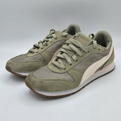 PUMA Women's Jogger Sneakers Green White Retro Casual Walking Shoes 7.5 407212