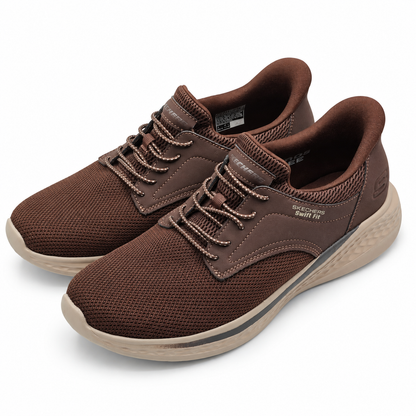 Skechers Swift Fit Mens Brown Hands Free Memory Foam Walking Sneakers Pick Size