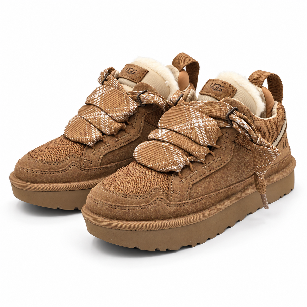 UGG Lowmel Sneakers Womens 6 Chestnut Suede Mesh Padded Lace Up Shoes 1144032