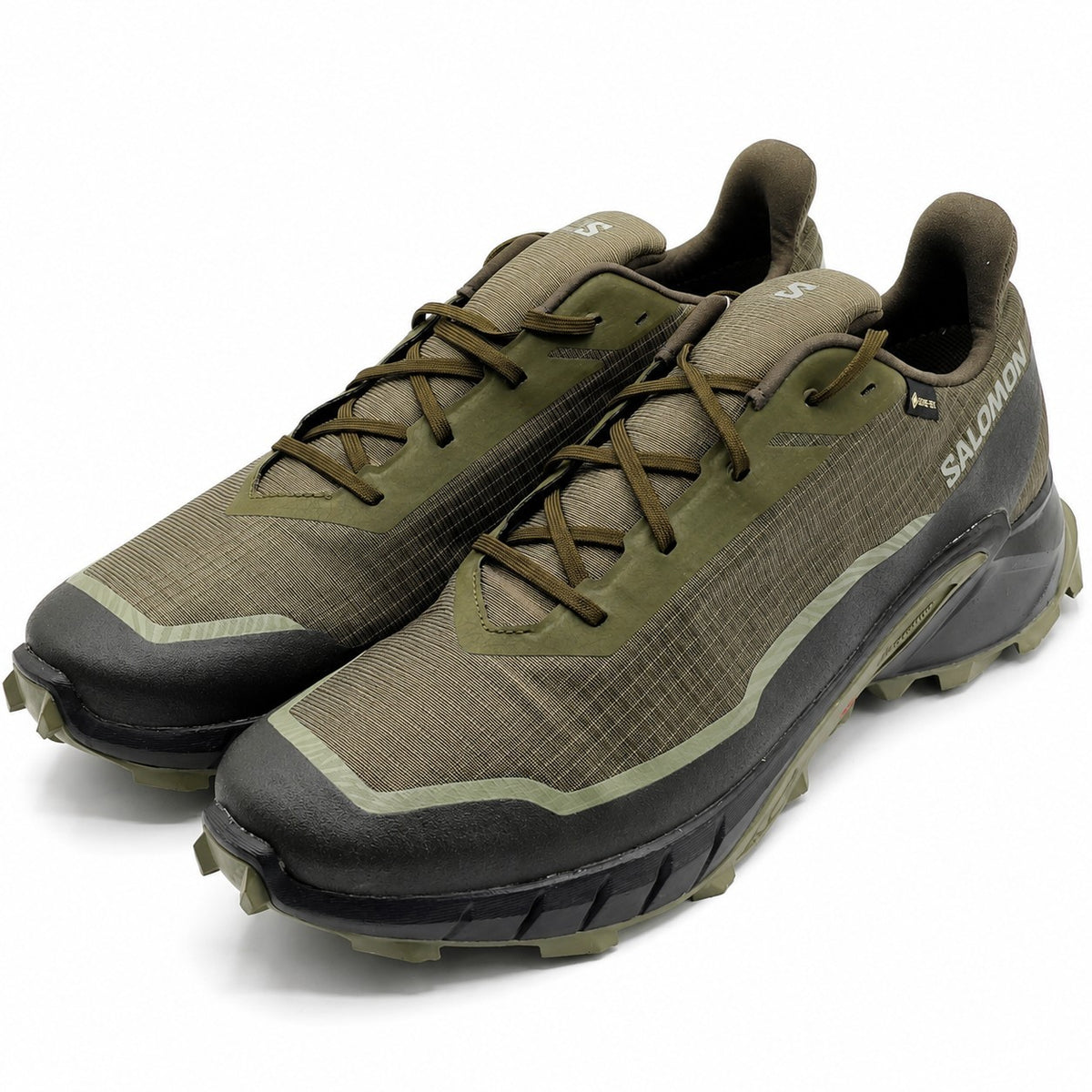 Salomon Alphacross 5 GTX Gore-Tex Trail Running Shoes Olive Black Men's Size 14