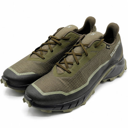 Salomon Alphacross 5 GTX Gore-Tex Trail Running Shoes Olive Black Men's Size 14