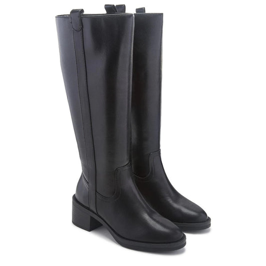 Kensie Women's Naya Knee High Boots Sand Faux Leather Side Zip Block Heel