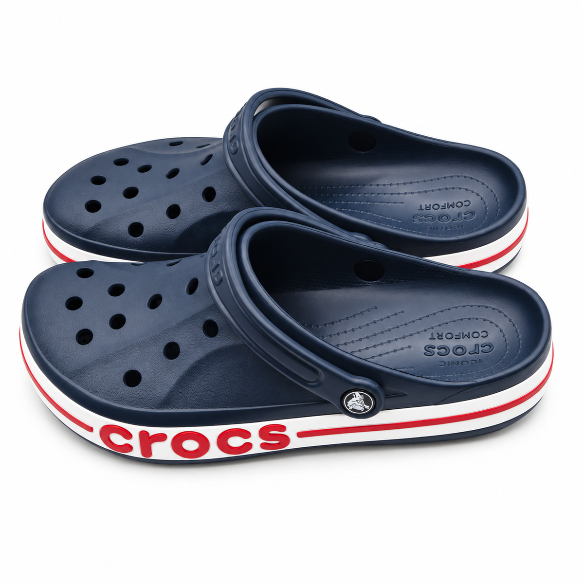 Crocs Bayaband Clogs Men 9 Women 11 Navy Pepper Blue Slip On Comfort Shoe 205089