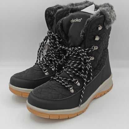 Chooka Women's Belltown Black  Mid Faux Fur Insulated Winter Snow Boots