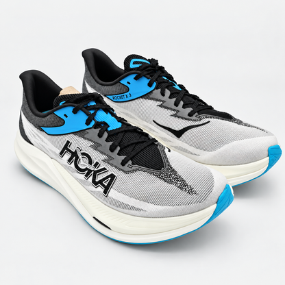 HOKA Rocket X 3 Men's 11 D White Black PEBA Carbon Plate Marathon Racing Shoes