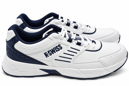 K-Swiss Faro IV Mens 10.5 White Navy Retro Lace Up Low Top Casual Sneaker Shoes