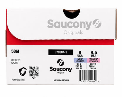 Saucony 586i Nubuck Men's 8 Women's 9.5 Green Gum Sole Retro Casual Sneakers