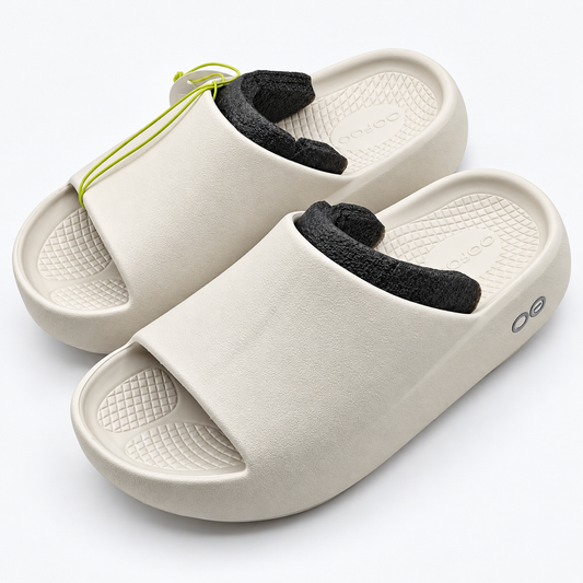 OOFOS OOahh PLUS Recovery Slide Sandals Women 9 Men 7 EU 40 Chalk Foam Comfort