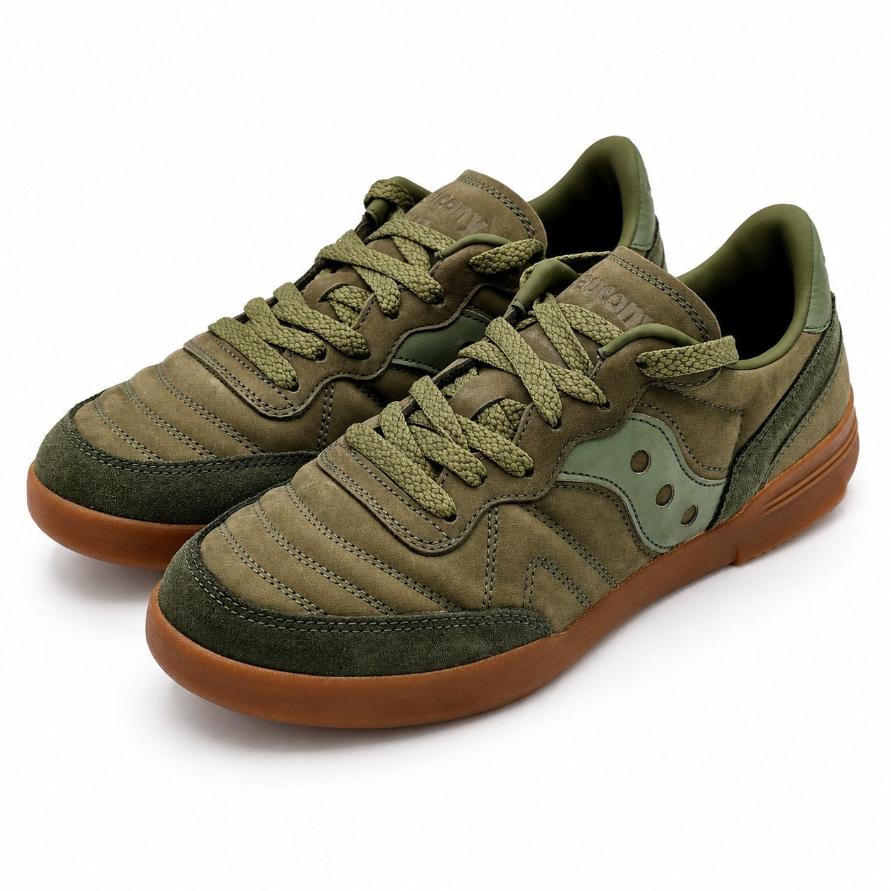 Saucony 586i Nubuck Men's 8 Women's 9.5 Green Gum Sole Retro Casual Sneakers