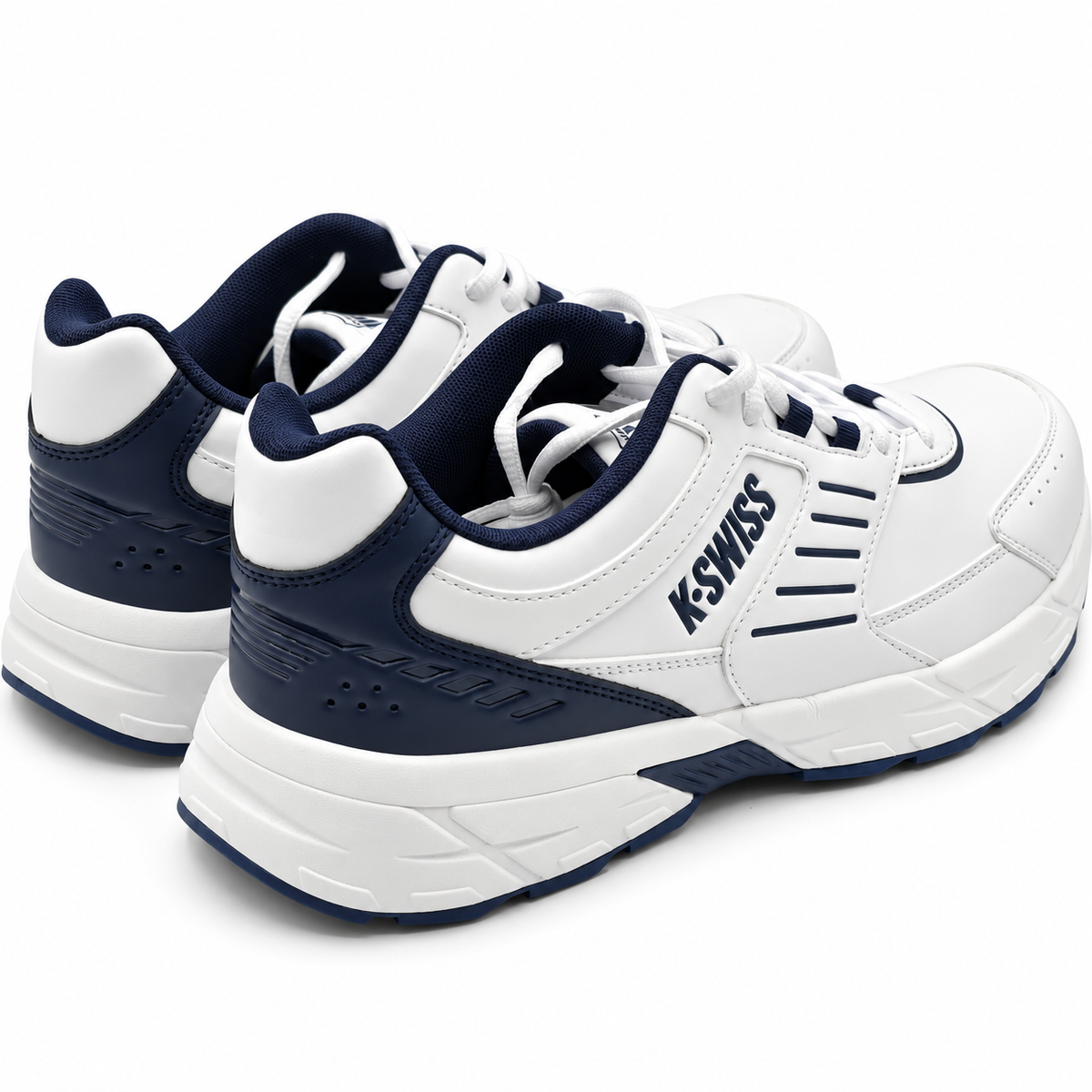 K-Swiss Faro IV Mens 10.5 White Navy Retro Lace Up Low Top Casual Sneaker Shoes