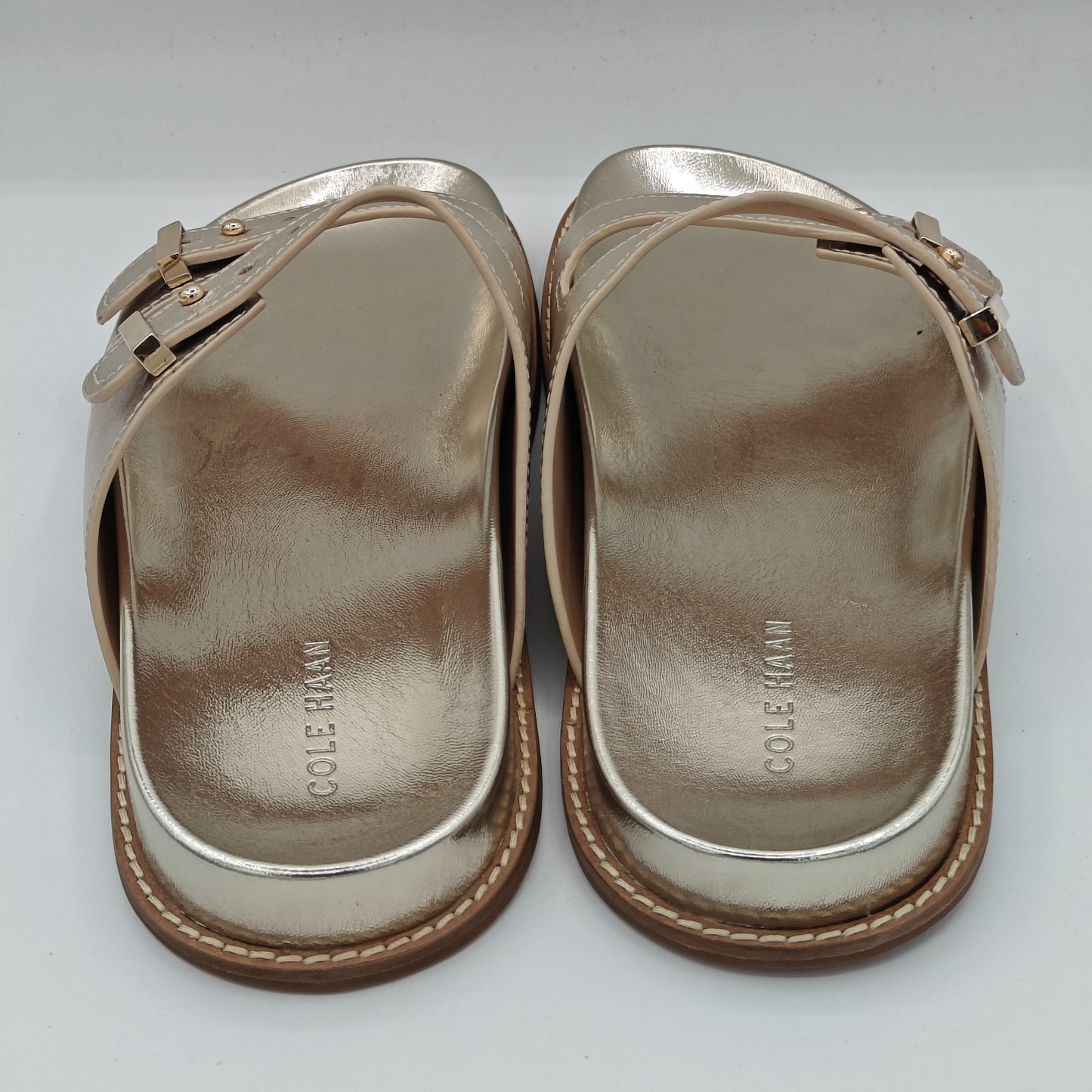 Cole Haan "Marisol" Women's Leather Adjustable Double Banded Sandals - Soft Gold