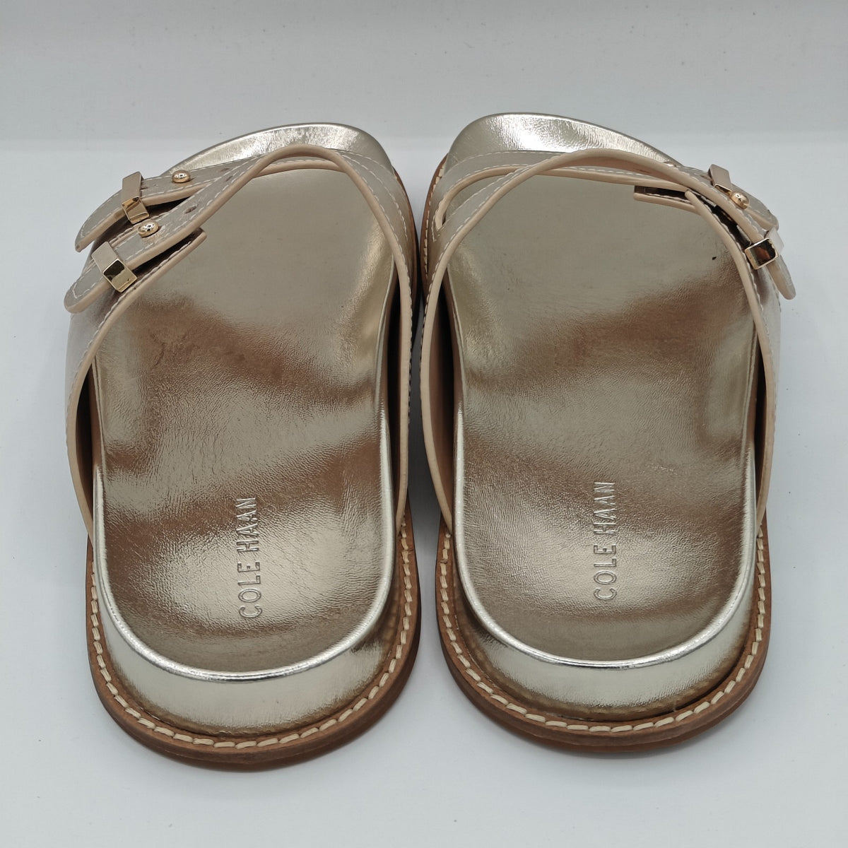 Cole Haan "Marisol" Women's Leather Adjustable Double Banded Sandals - Soft Gold
