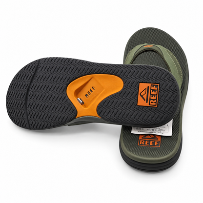 REEF Cushion Fanning Flip Flops Men 11 Olive Arch Support Bottle Opener CJ8928