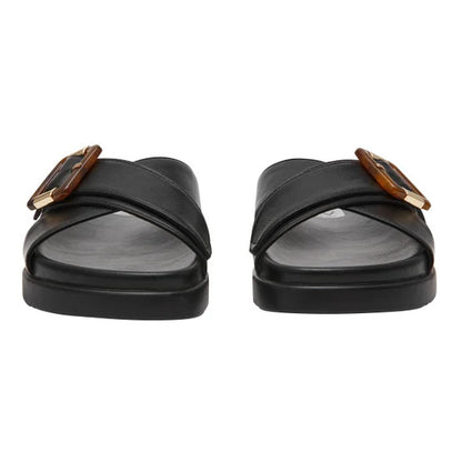 DV by Dolce Vita Usha Womens Black Buckle Slide Sandals Open Toe Shoes Pick Size