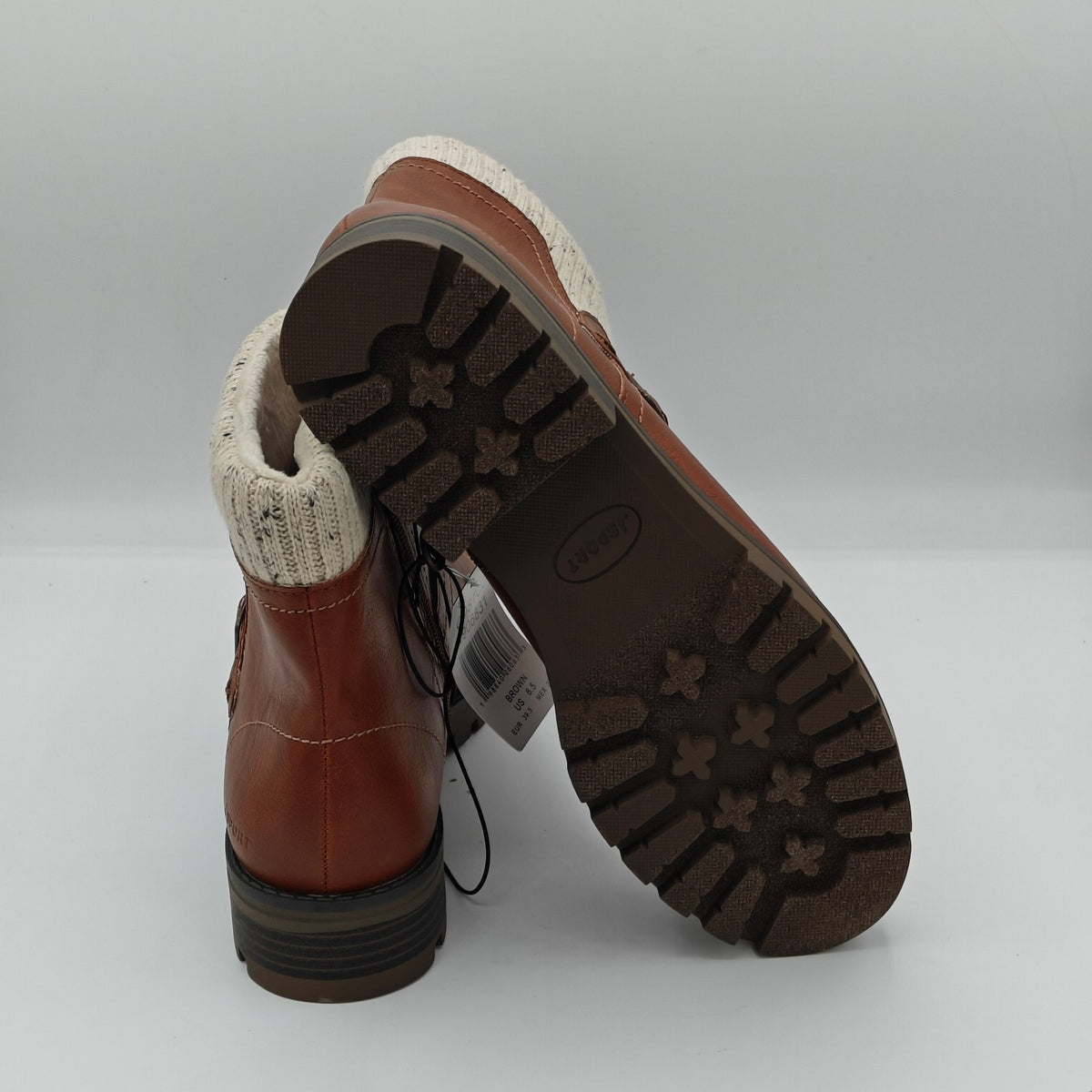 JSport Womens Violet Brown Boots with Knit Cuff and Memory Foam Comfort
