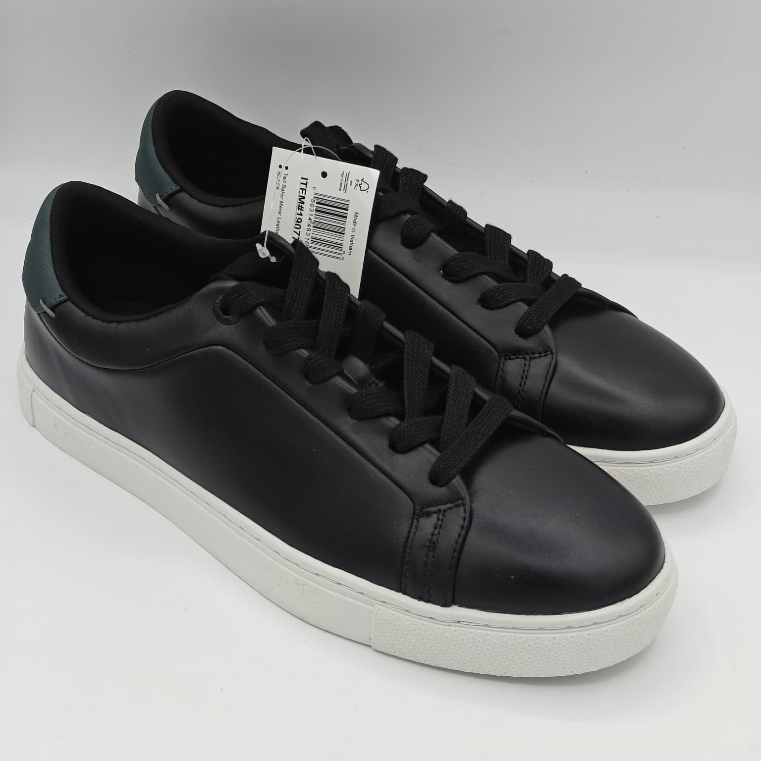 Ted Baker "Robberto" Men's Sophisticated Leather Sneaker (Black / Forest) NEW