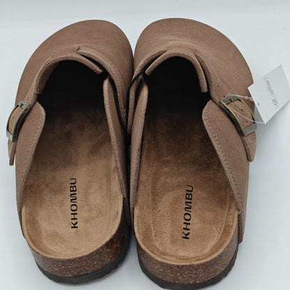 Khombu Damian Mule Slippers Men's Suede Clog Comfort Taup Boston Style Pick Size