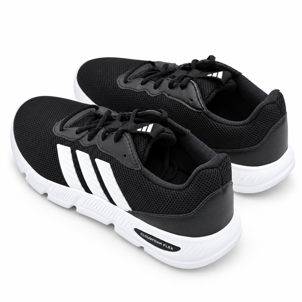 adidas Cloudfoam Flex Laces HQ4960 Womens Black White Walking Lifestyle Sneakers