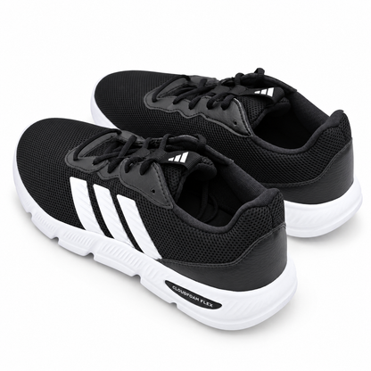 adidas Cloudfoam Flex Laces HQ4960 Womens Black White Walking Lifestyle Sneakers