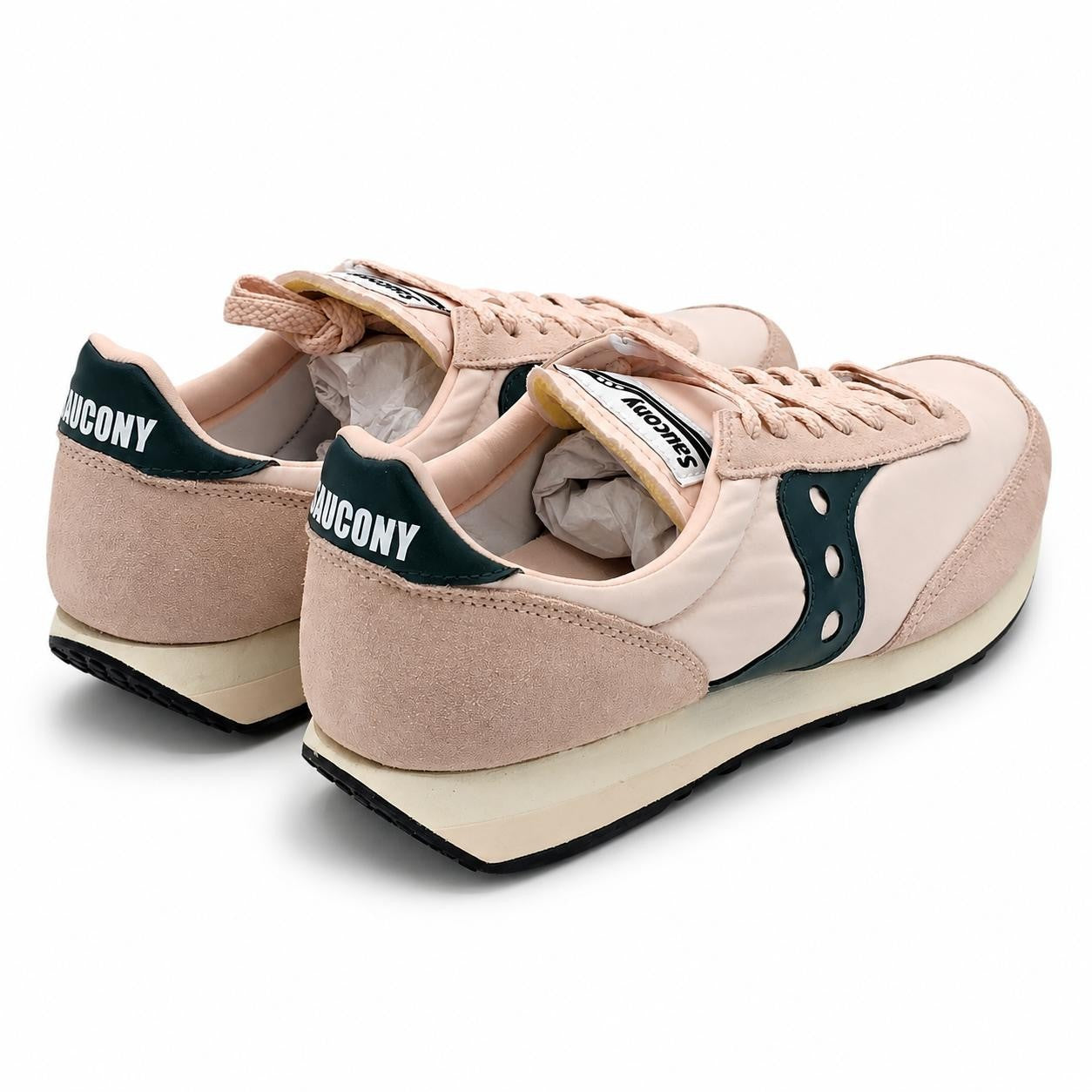 Saucony Trainer 80 Men's 11 Women's 12.5 Pink Green Suede Retro Casual Sneakers