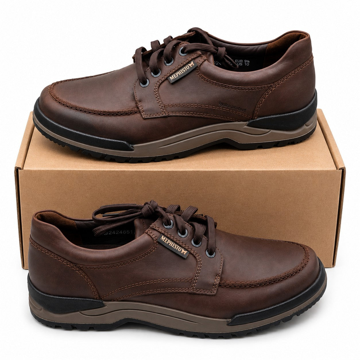 Mephisto Charles Dark Brown Grizzly Leather Derby Shoes Men's US 10 EU 44