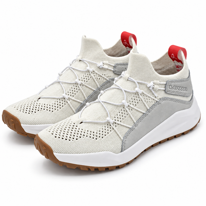 LOWA Kaloya Knit WS Women's 9.5 White Gray Bungee Lace Outdoor & Travel Sneakers