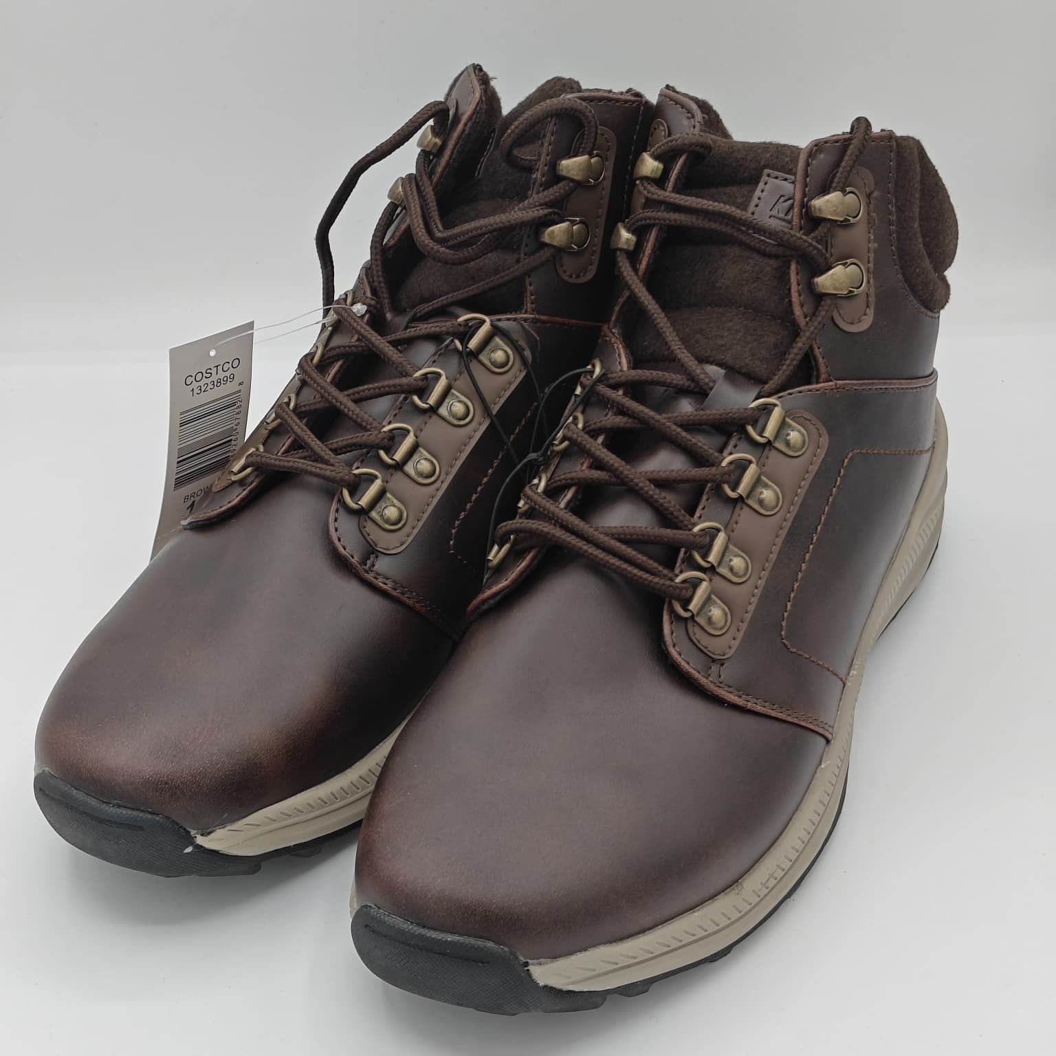 Khombu Men's Nick Outdoor Hiker Work Boots Brown Faux Leather Lace Up Trail 11