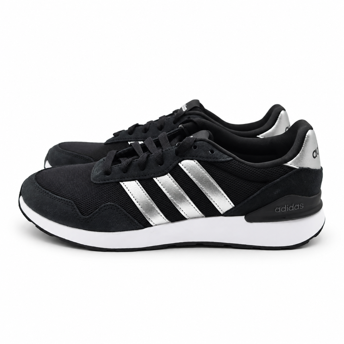 adidas Run 60s 4.0 Womens Black Silver Retro Suede Sneakers Pick Size JR6626