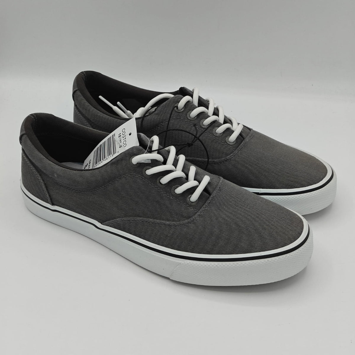 IZOD Rangley Men's Canvas Sneakers Gray Navy Memory Foam Comfort Casual Pick Siz