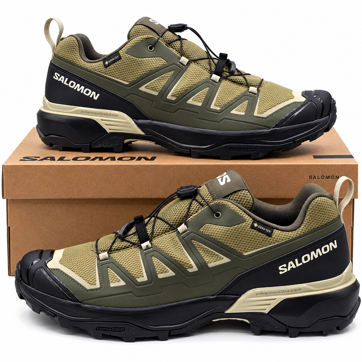 Salomon X Ultra Flare GTX Mens US 12 Olive Gore Tex Waterproof Hiking Shoes