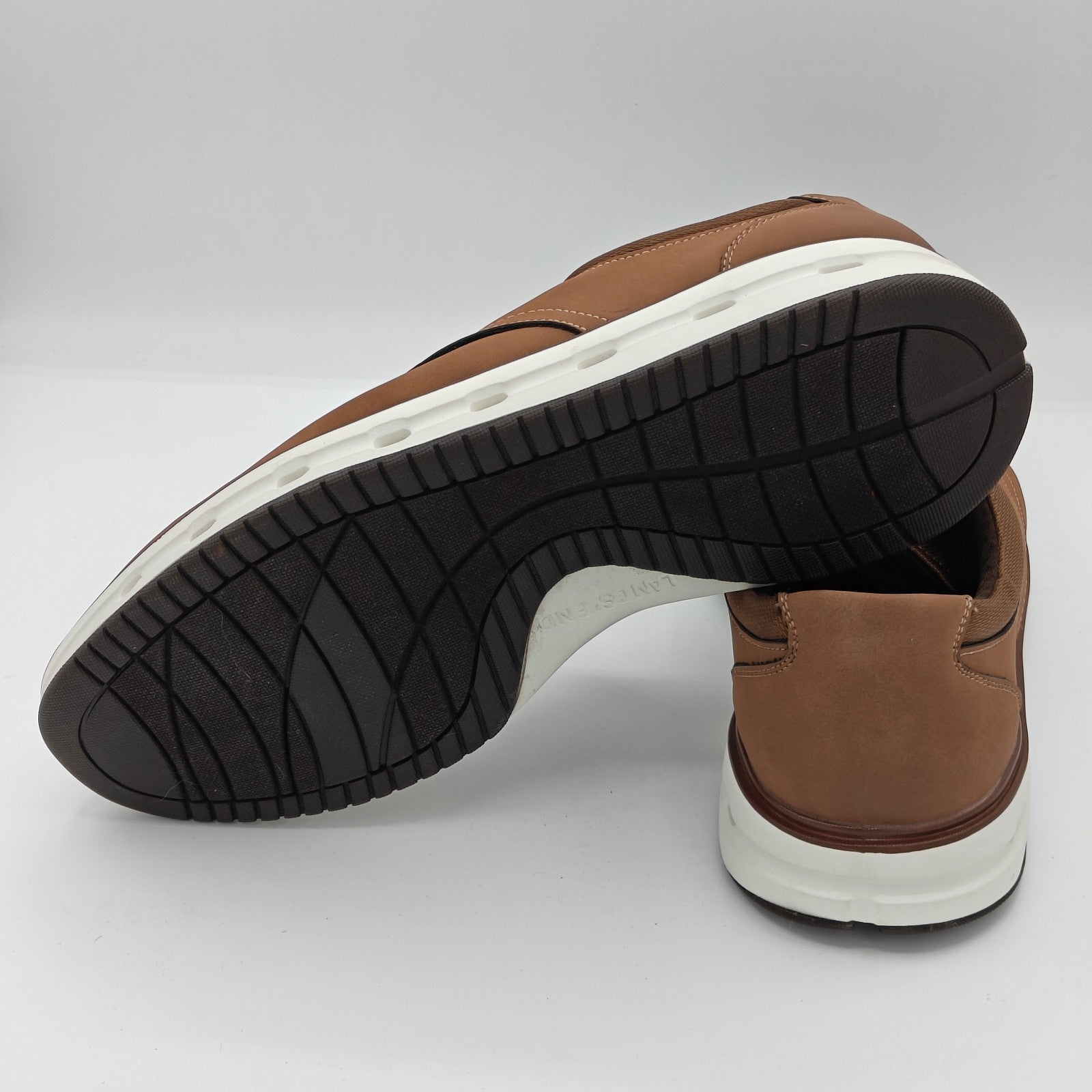 Lands' End Sport Oxford Comfort Casual Dress Shoes Tan Lace Up Men's Pick Size