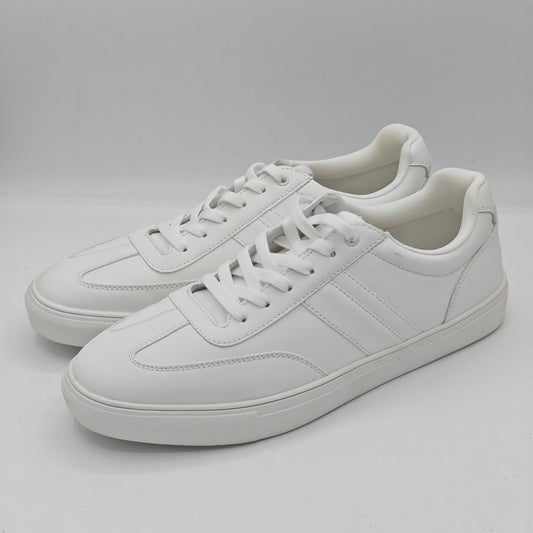 Perry Ellis Portfolio Mens Classic White Lace Up Sneakers (White)
