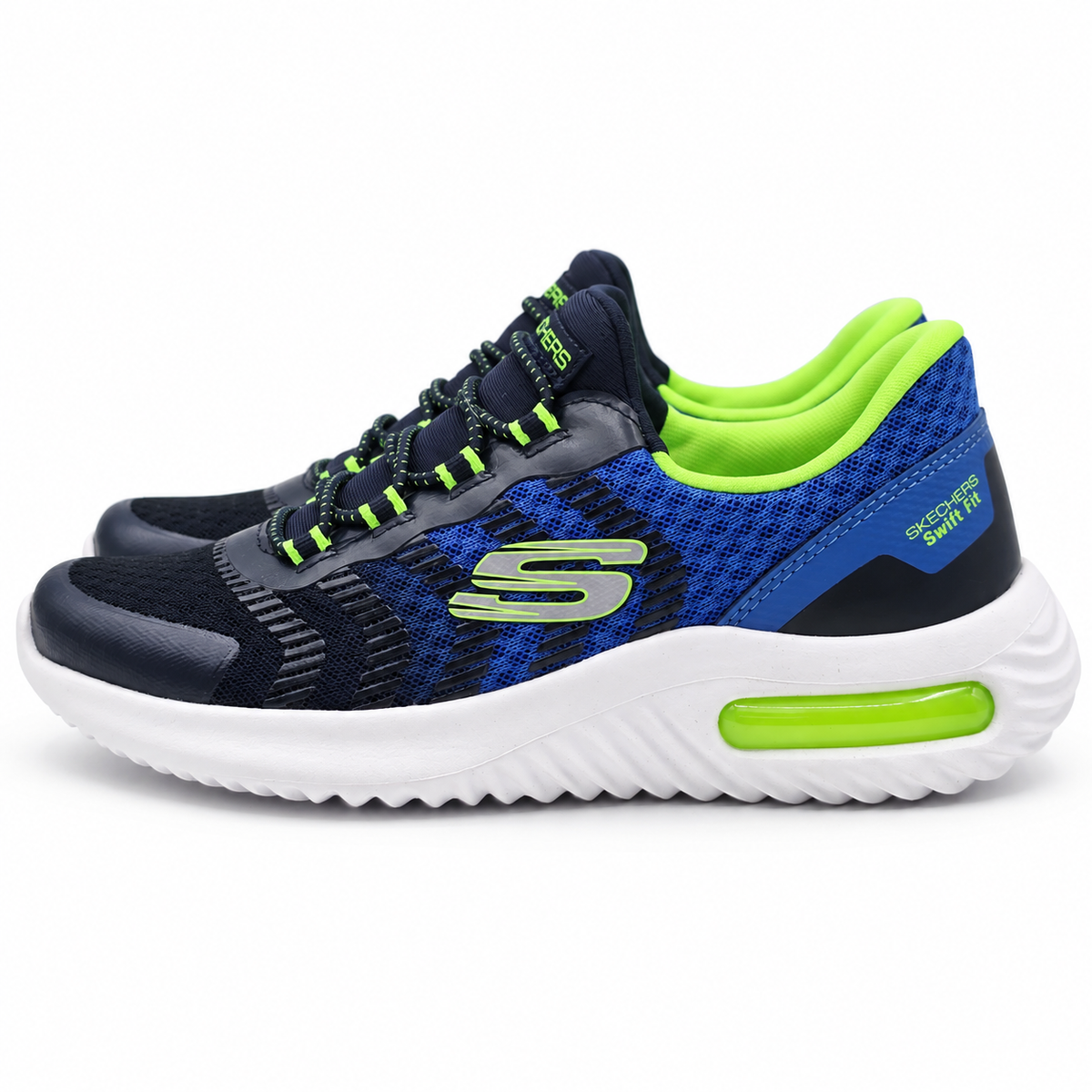 Skechers Swift Fit Kids Blue Hands Free Slip On Mesh Bungee Sneakers Pick Size