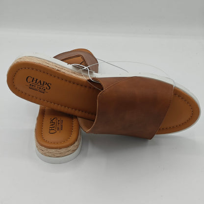 Chaps Slide Sandals Women's Brown Memory Foam Comfort Casual Slip On