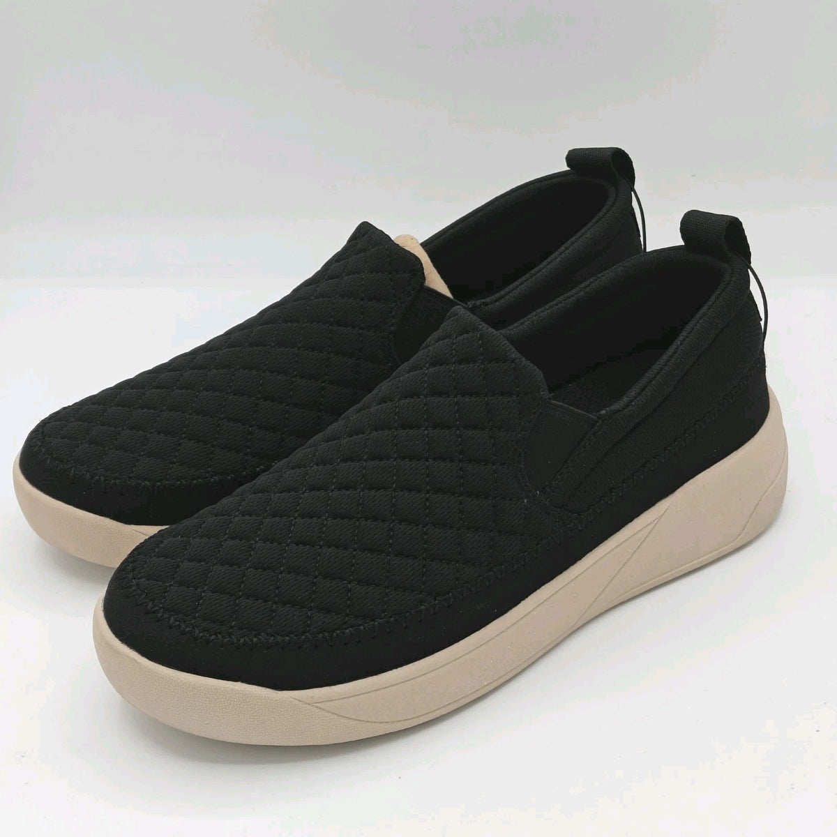 Staheekum Women's Quilted Slip-On Shoes Taupe Comfortable Casual (Black)